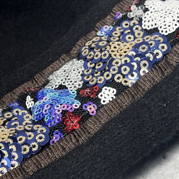 Uno Alla Volta Mia Black Italian Wool Cap Womens Embellished Handmade Artisan - Picture 4 of 9